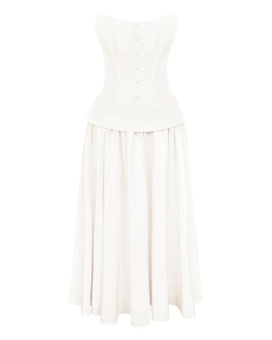POST MERIDIEM White Serment Buttoned Corset Maxi Dress