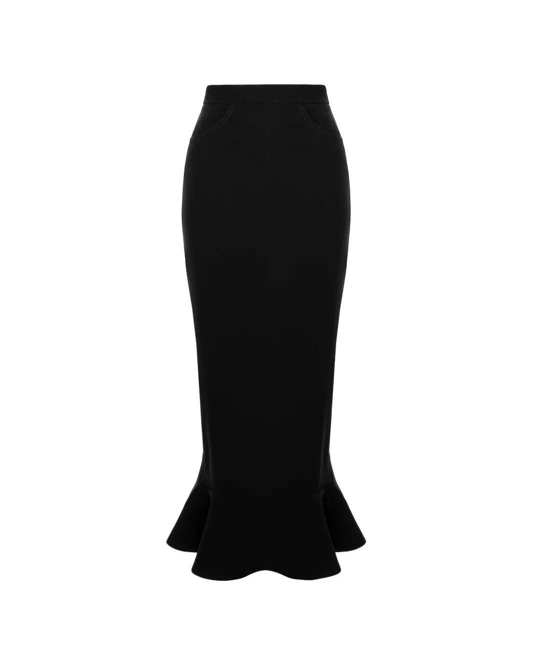 V:PM ATELIER Black Parlor Flounce-Hem Midi Skirt