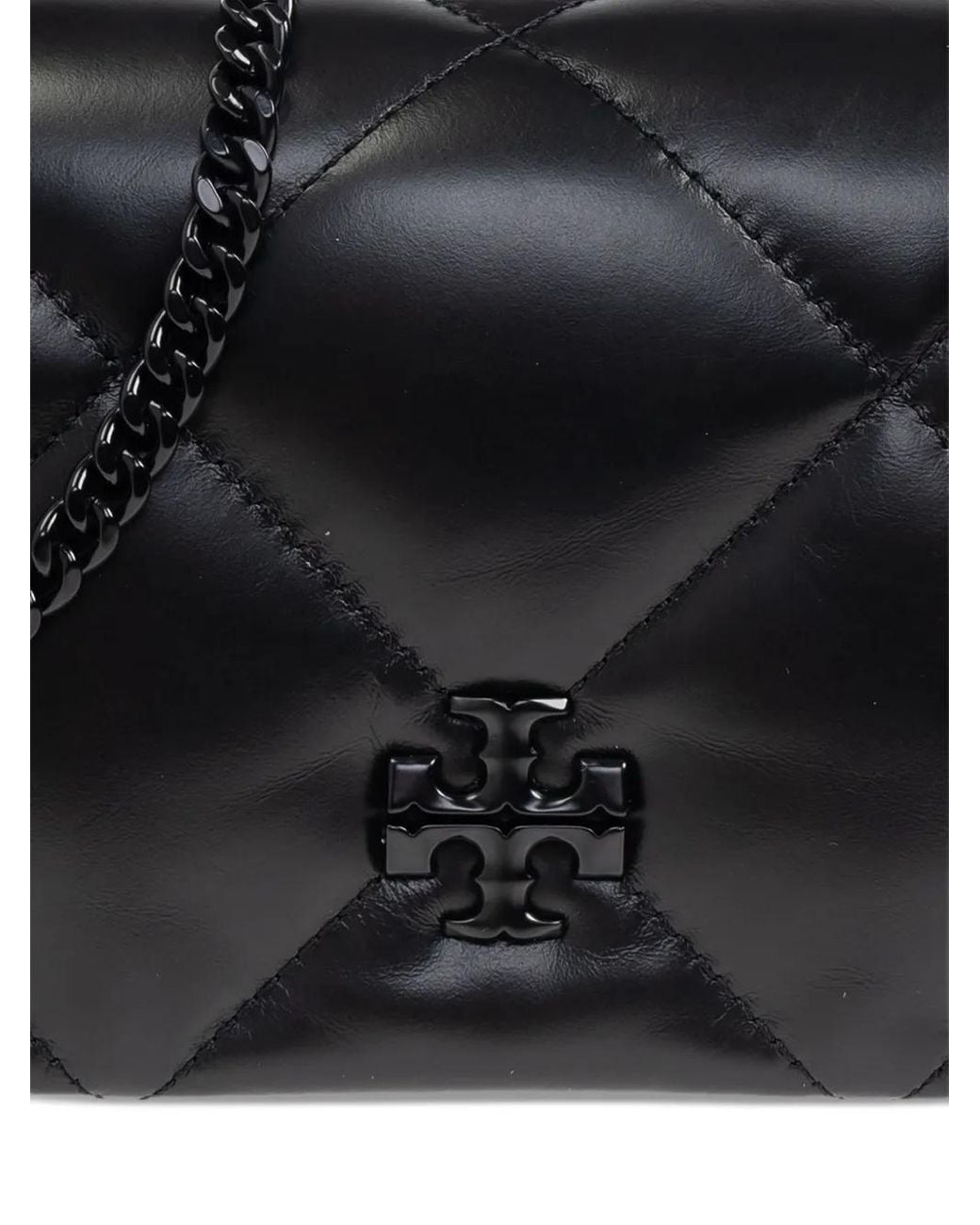 Tory Burch Black 'Kira Diamond Quilt' Wallet On Chain