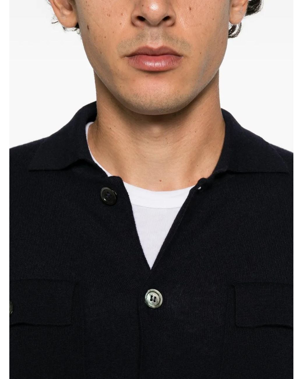 Alpha Studio Black Button-Up Chest-Pocket Shirt for men