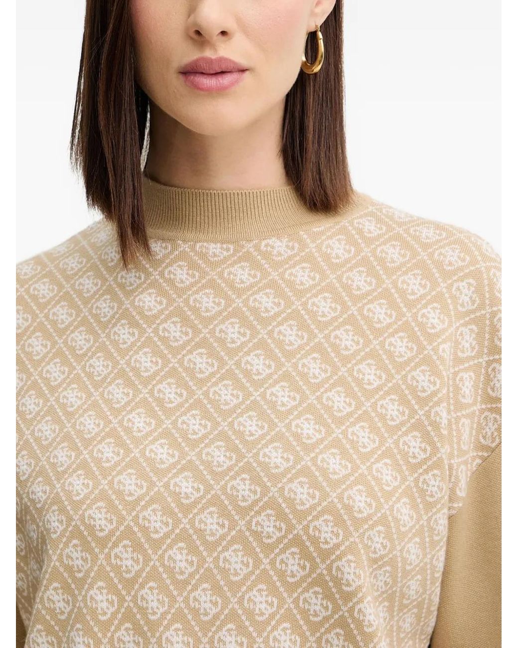 Guess Natural Patterned High-Neck Sweater