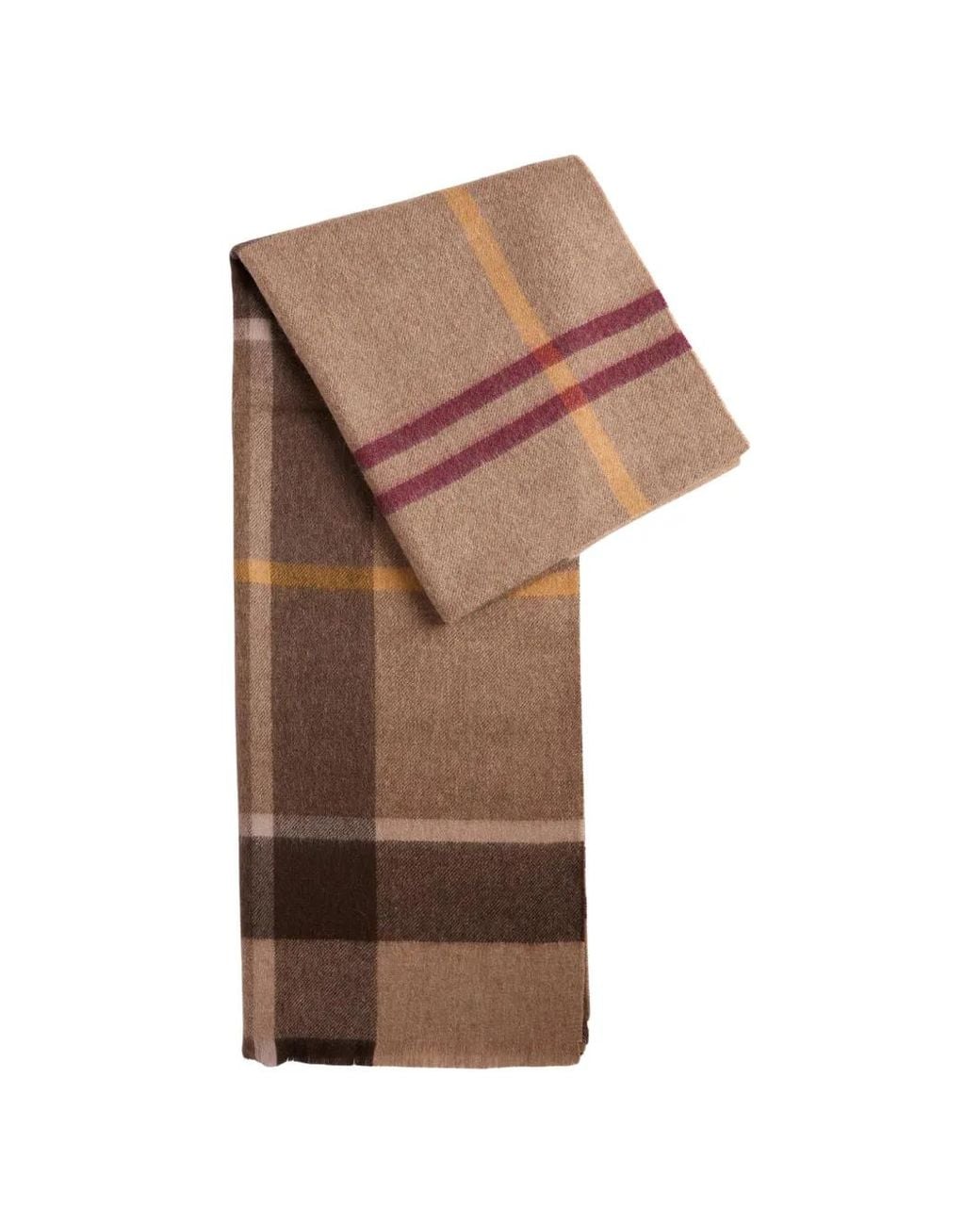 Barbour Brown Check Lambswool Scarf