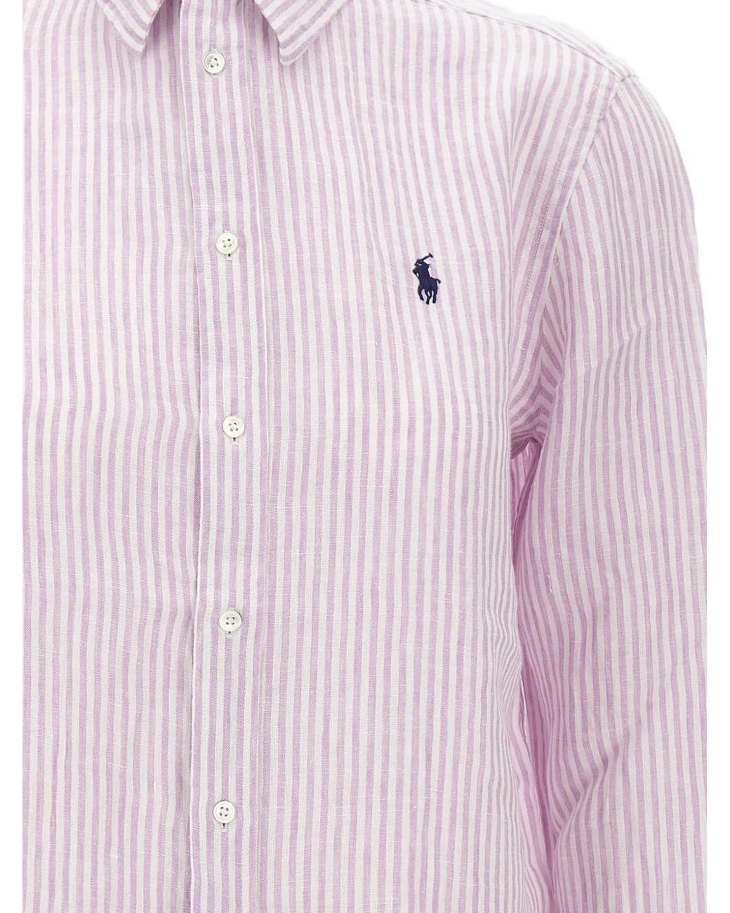 Polo Ralph Lauren Pink Long Sleeve Linen Button-Up Shirt