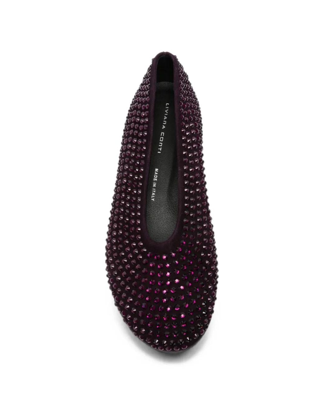 Liviana Conti Purple Crystal-Embellished Ballet Flats