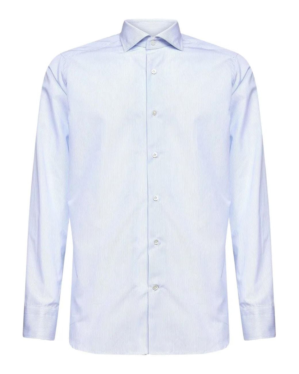 D4.0 White Buttoned Striped Shirt for men