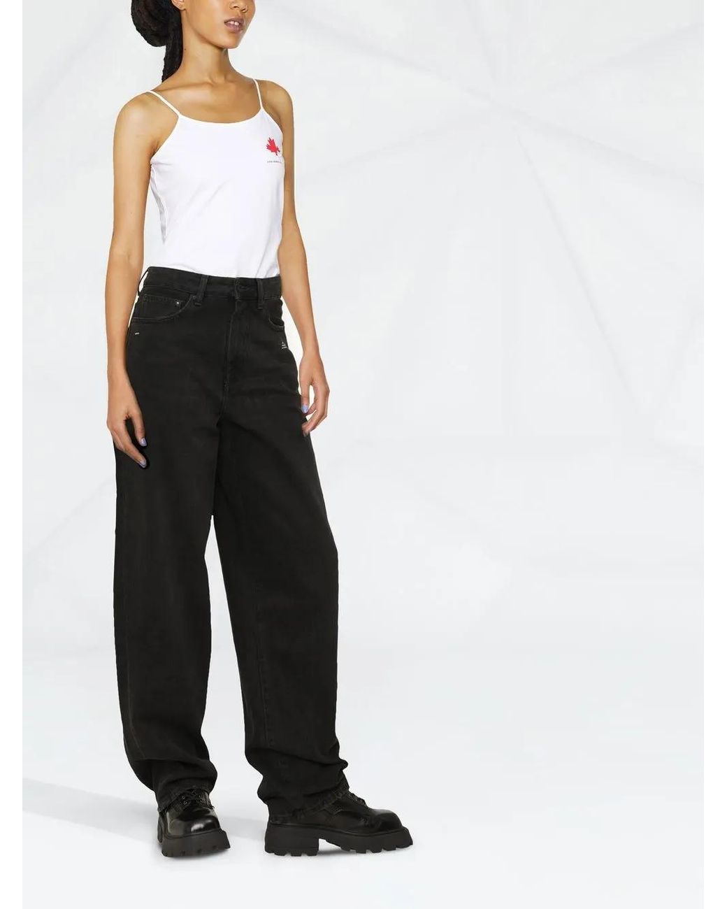 DSquared² White Maple Leaf Logo-Print Vest Top