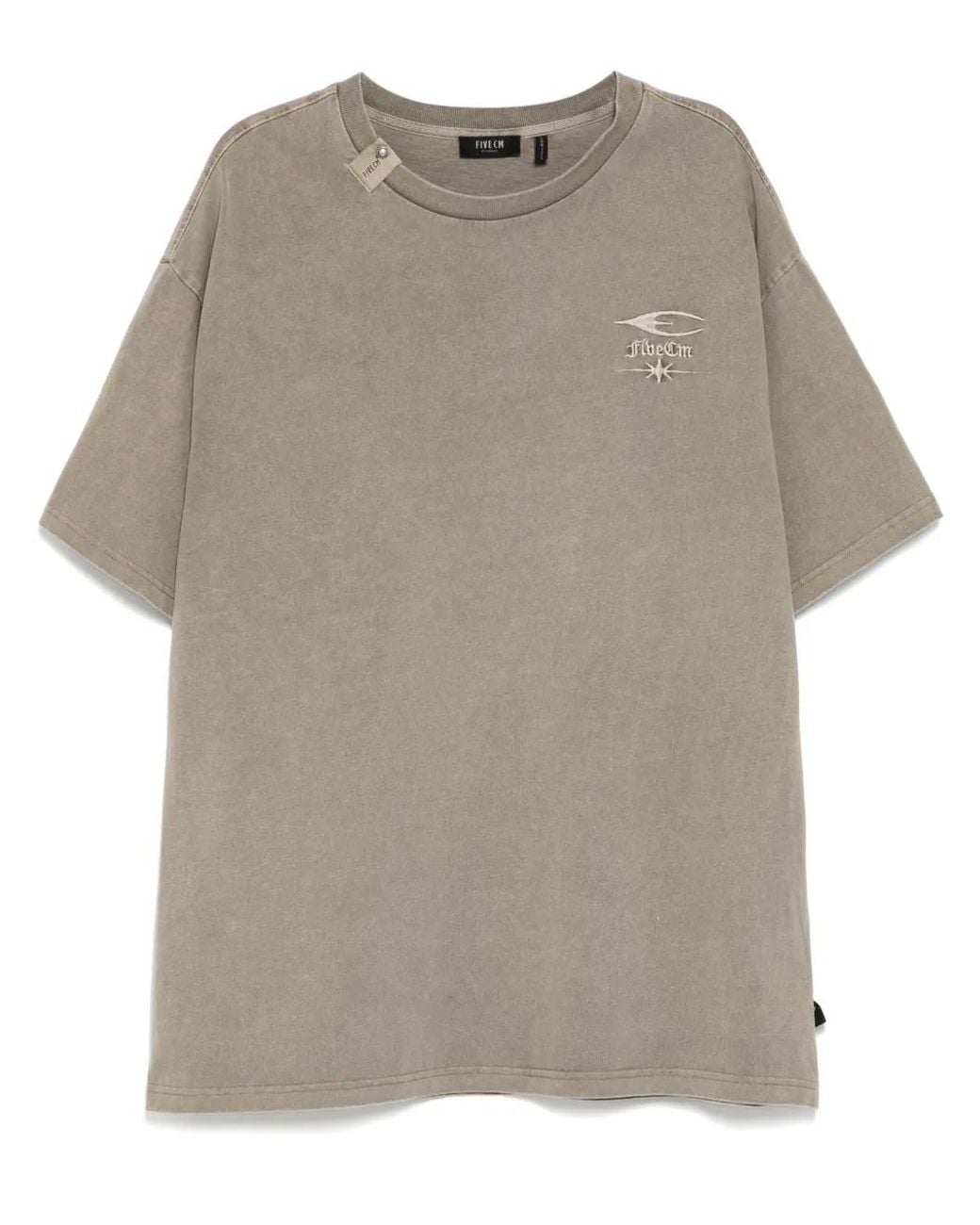 FIVE CM Gray Logo-Embroidered T-Shirt for men