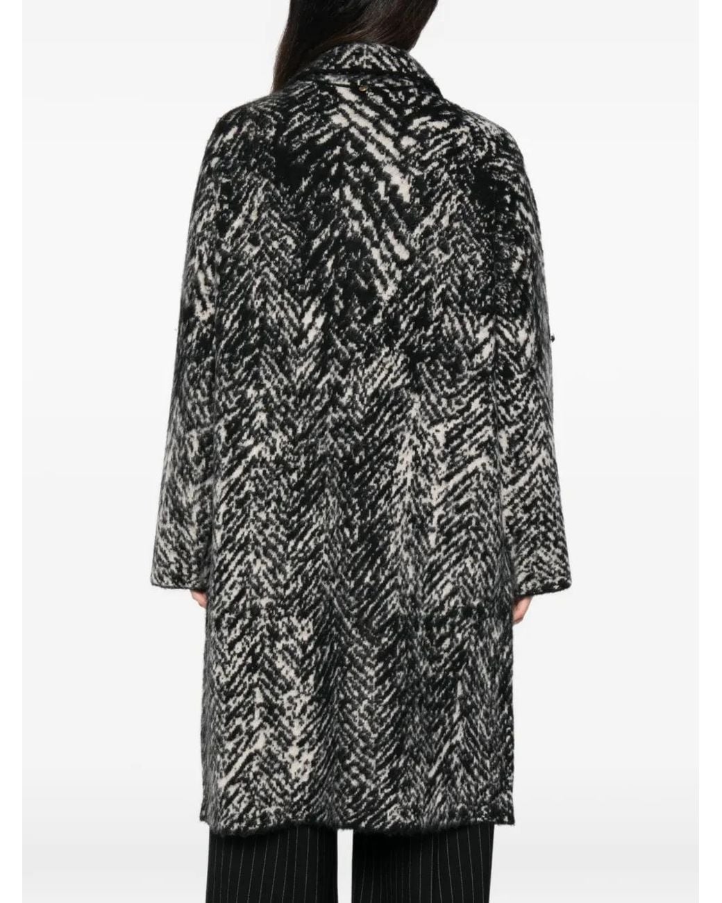 Liu Jo Gray Herringbone-Knit Coat