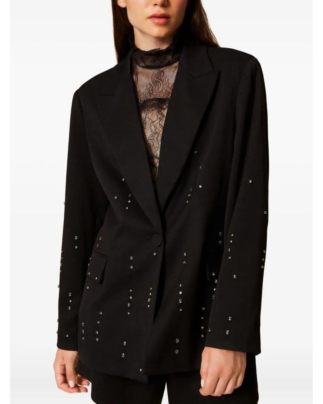 Twinset Black Embellished Crystal Blazer