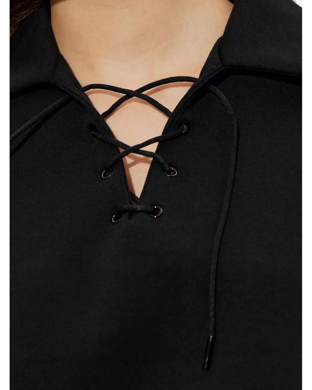 IRO Black Lace-Up Polo Top