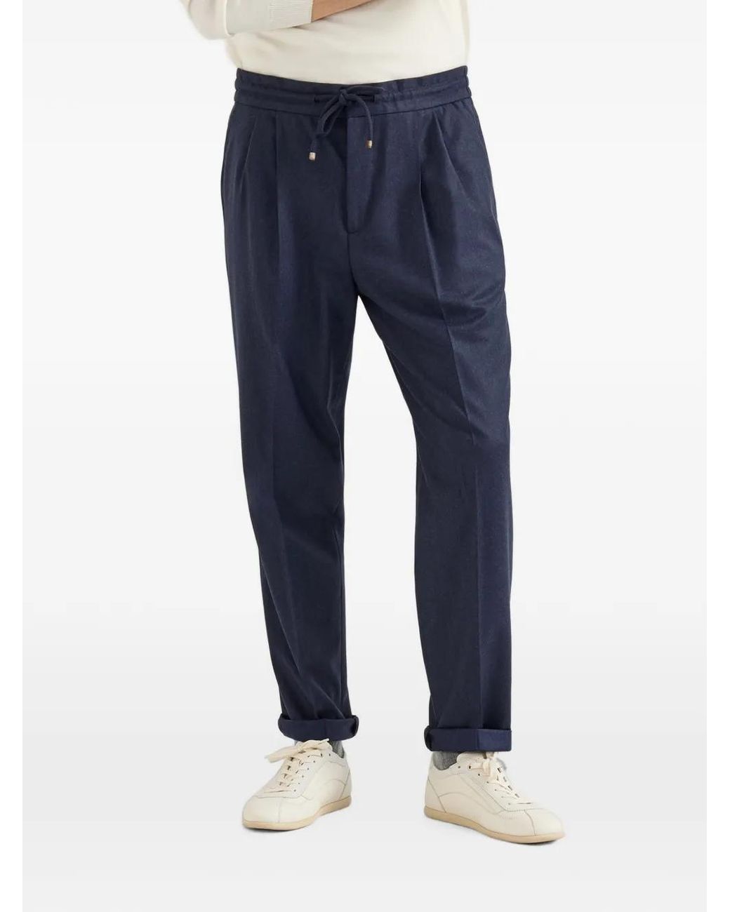 Brunello Cucinelli Blauwe Wollen Broek in het Blue voor heren
