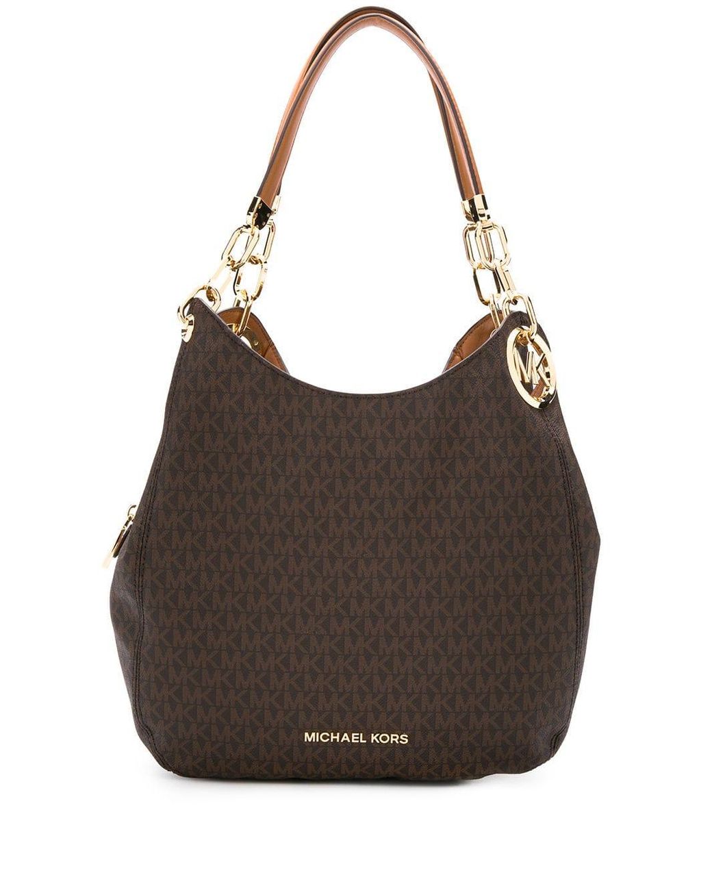 MICHAEL Michael Kors Synthetic Large Lillie Chain Tote Bag in Brown | Lyst