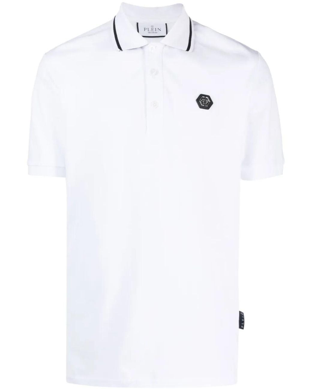 Philipp Plein White Ss Paisley Strass Polo Shirt for men