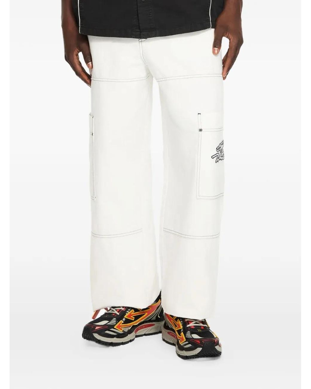 Off-White c/o Virgil Abloh White Script Cotton Cargo Pants for men