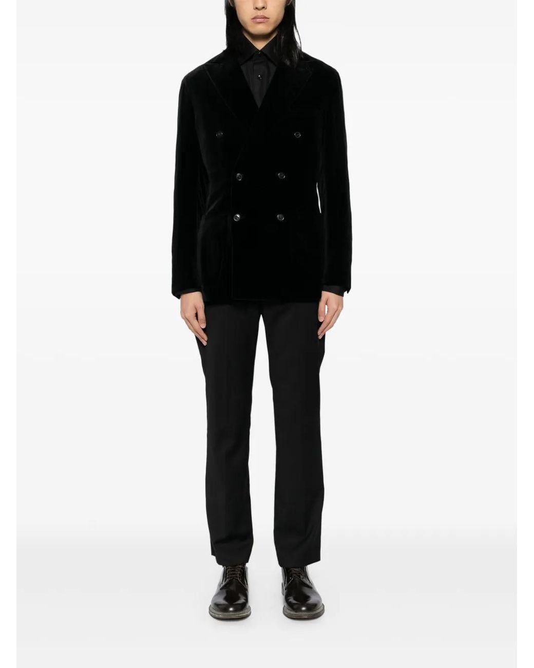 Brioni Black Double-Breasted Blazer for men