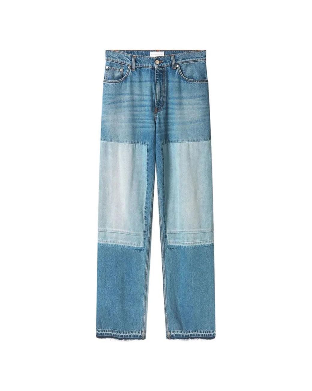 Stella McCartney Blue Patchwork Straight-Leg Jeans