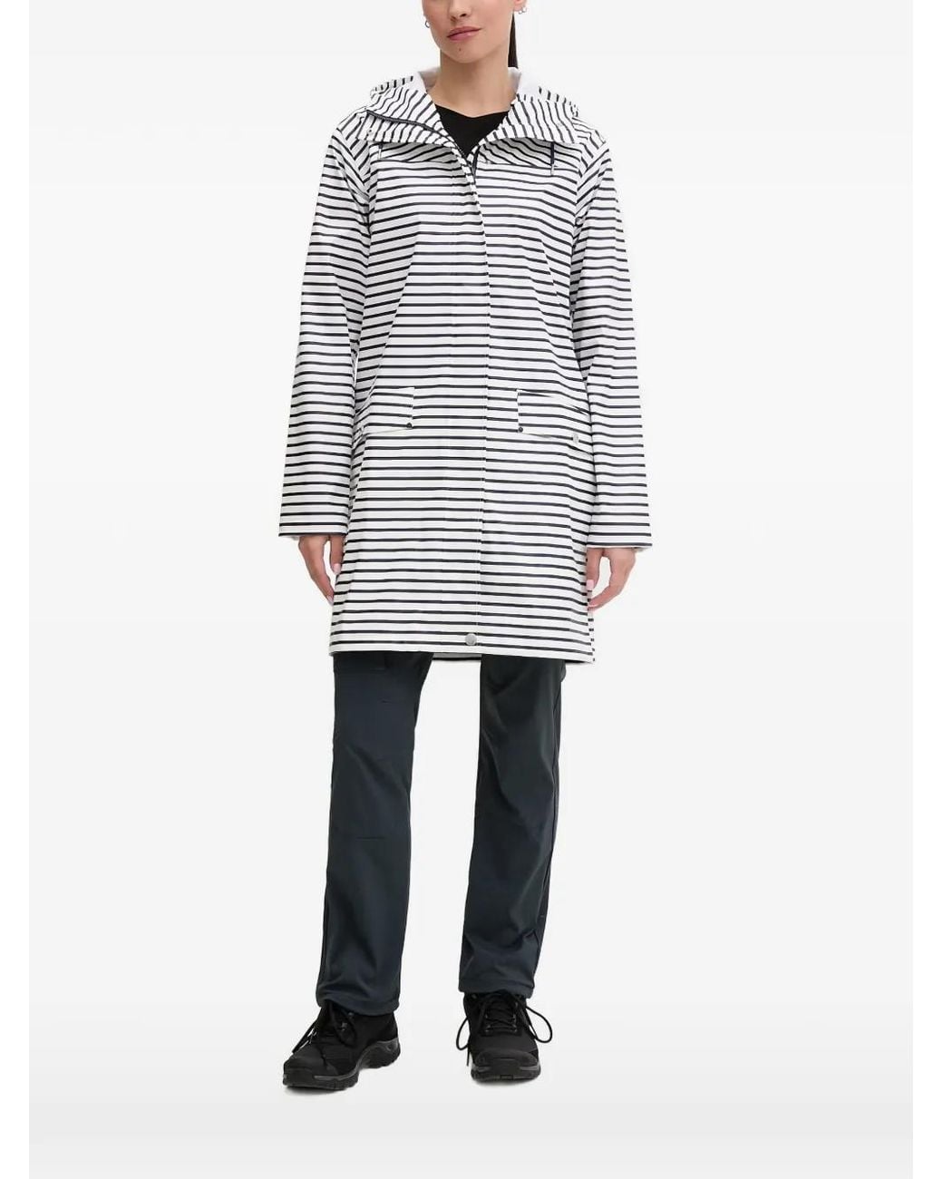 Helly Hansen Gray Striped-Pattern Parka Coat