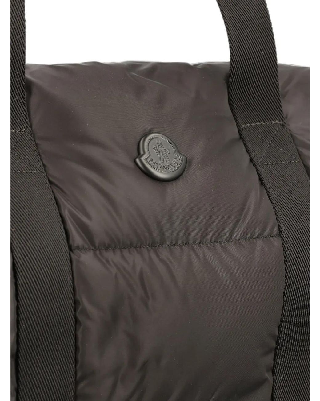 Moncler Black Quilted Logo-Patch Messenger Bag for men
