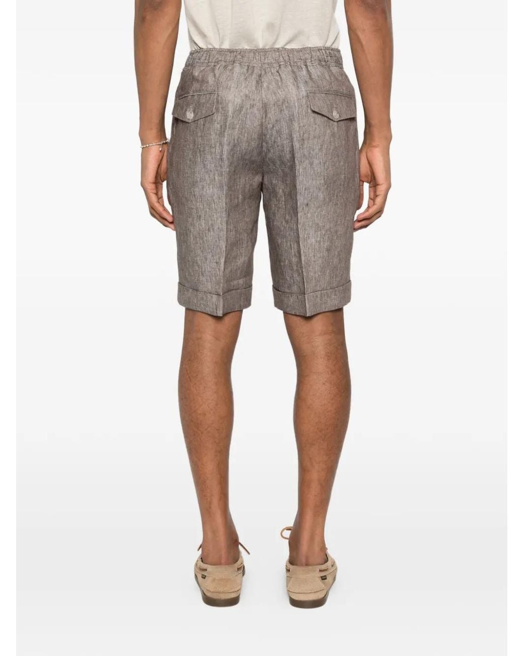 Barba Napoli Gray Drawstring Pleated Shorts for men