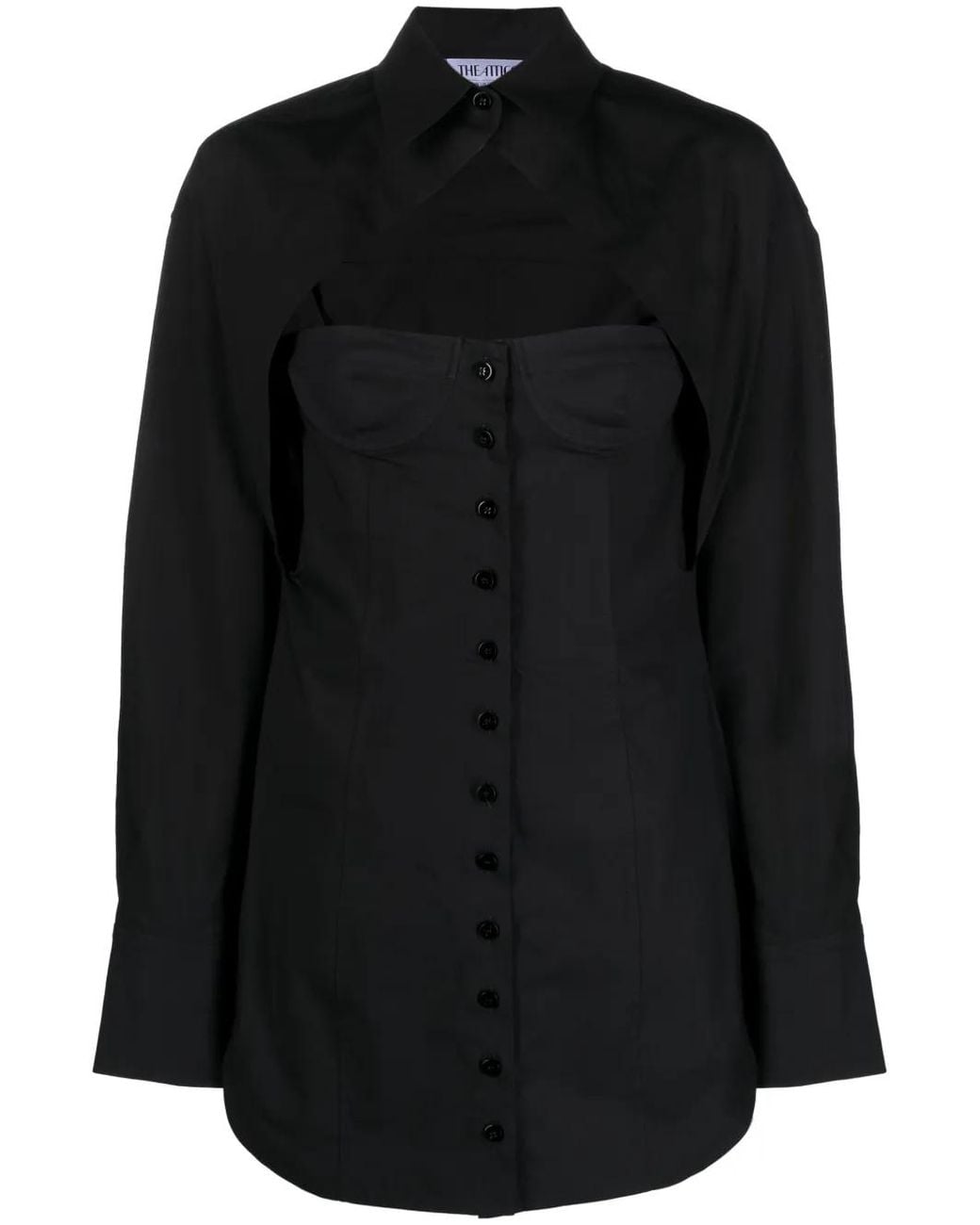 The Attico Black Cut-out Bustier Shirtdress