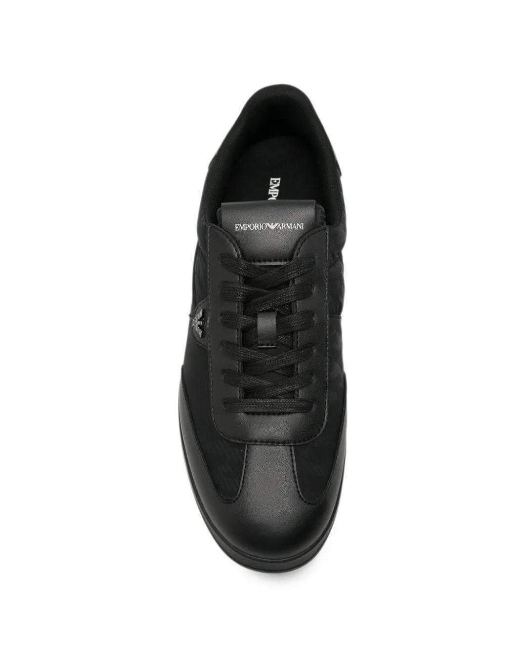 Emporio Armani Black Logo-Print Panelled Sneakers for men