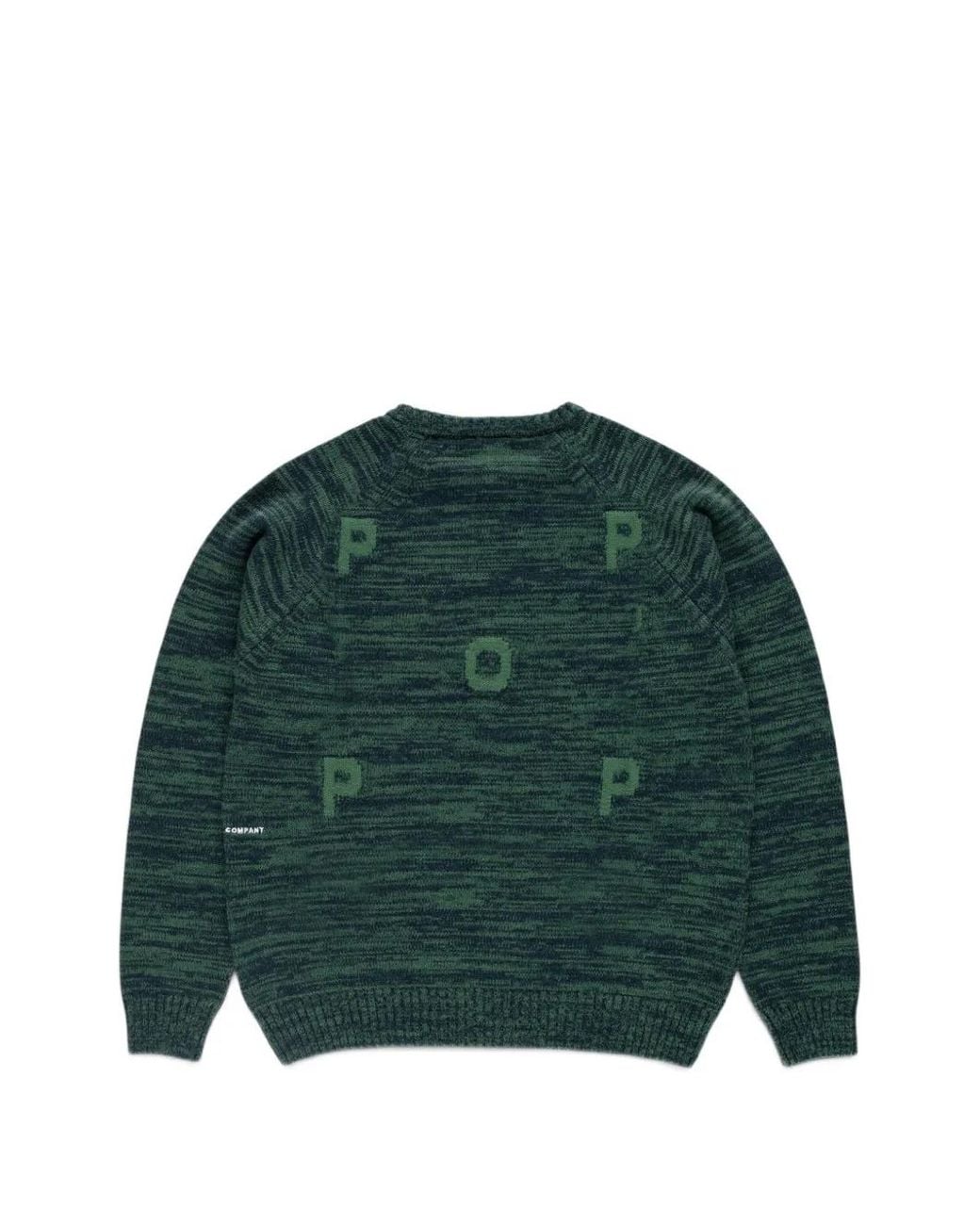 Pop Trading Co. Green Melange-Knit Logo-Embroidered Sweater for men