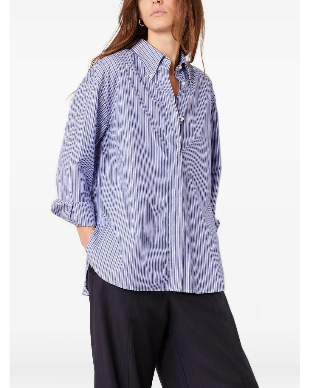 Officine Generale Purple Yari Striped Button-Down Shirt