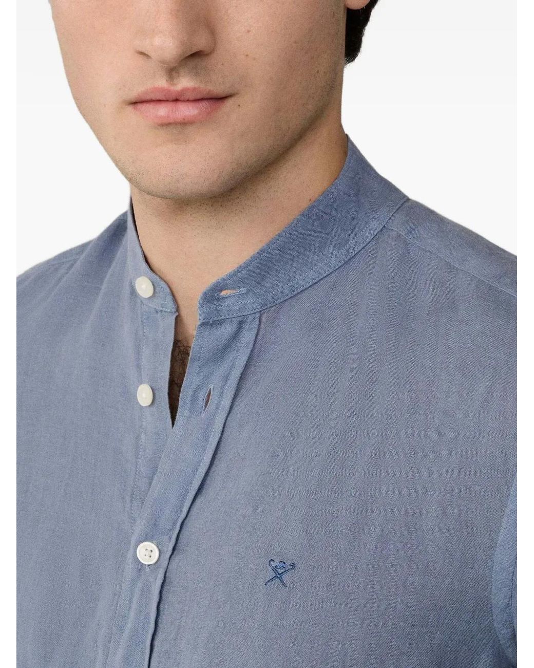 Hackett Blue Porter Garment-Dyed Linen Shirt for men
