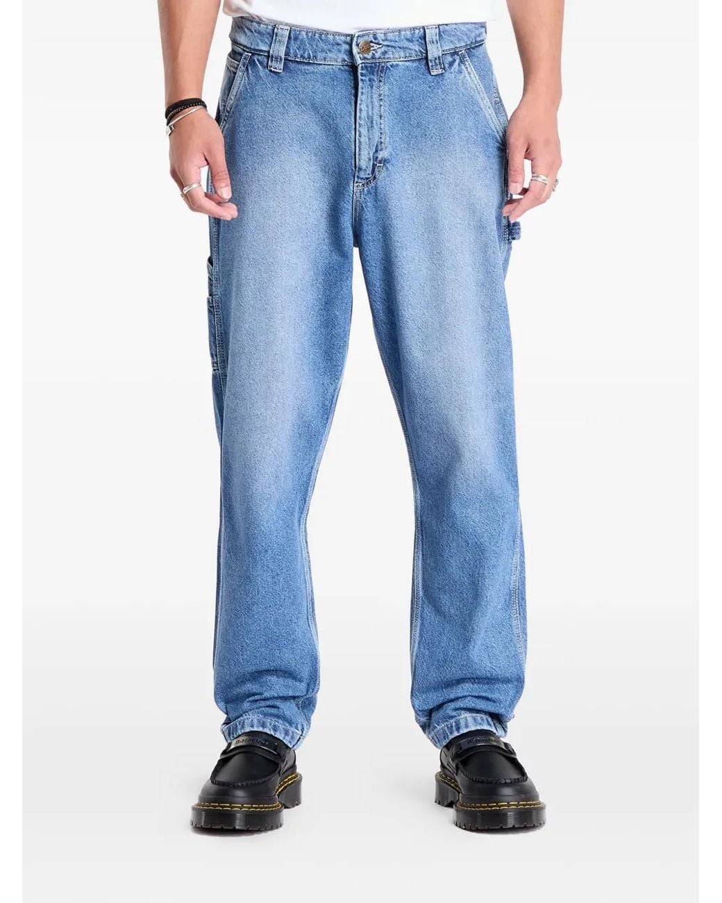 Lee Jeans Blue Faded-Wash Hammer-Loop Jeans for men