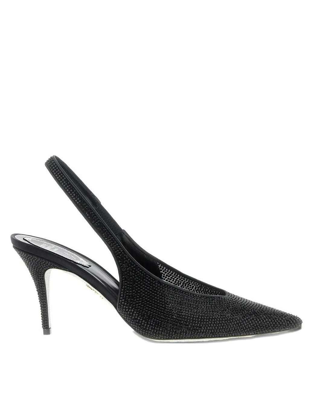 Rene Caovilla Black 80Mm Jinny Crystal-Appliqué Slingback Pumps
