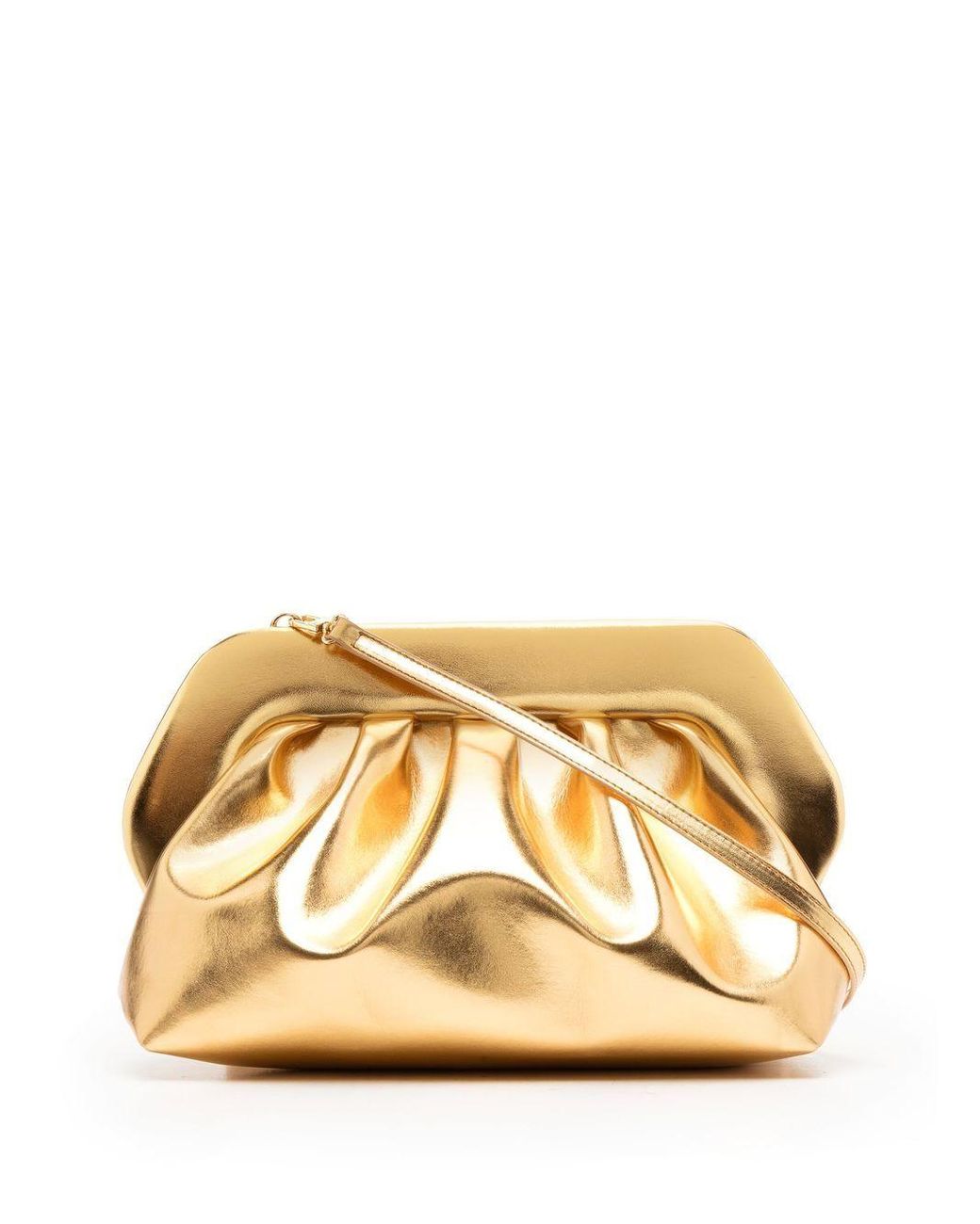 THEMOIRÈ Leather Bios Metalliceffect Clutch Bag in Yellow Lyst UK