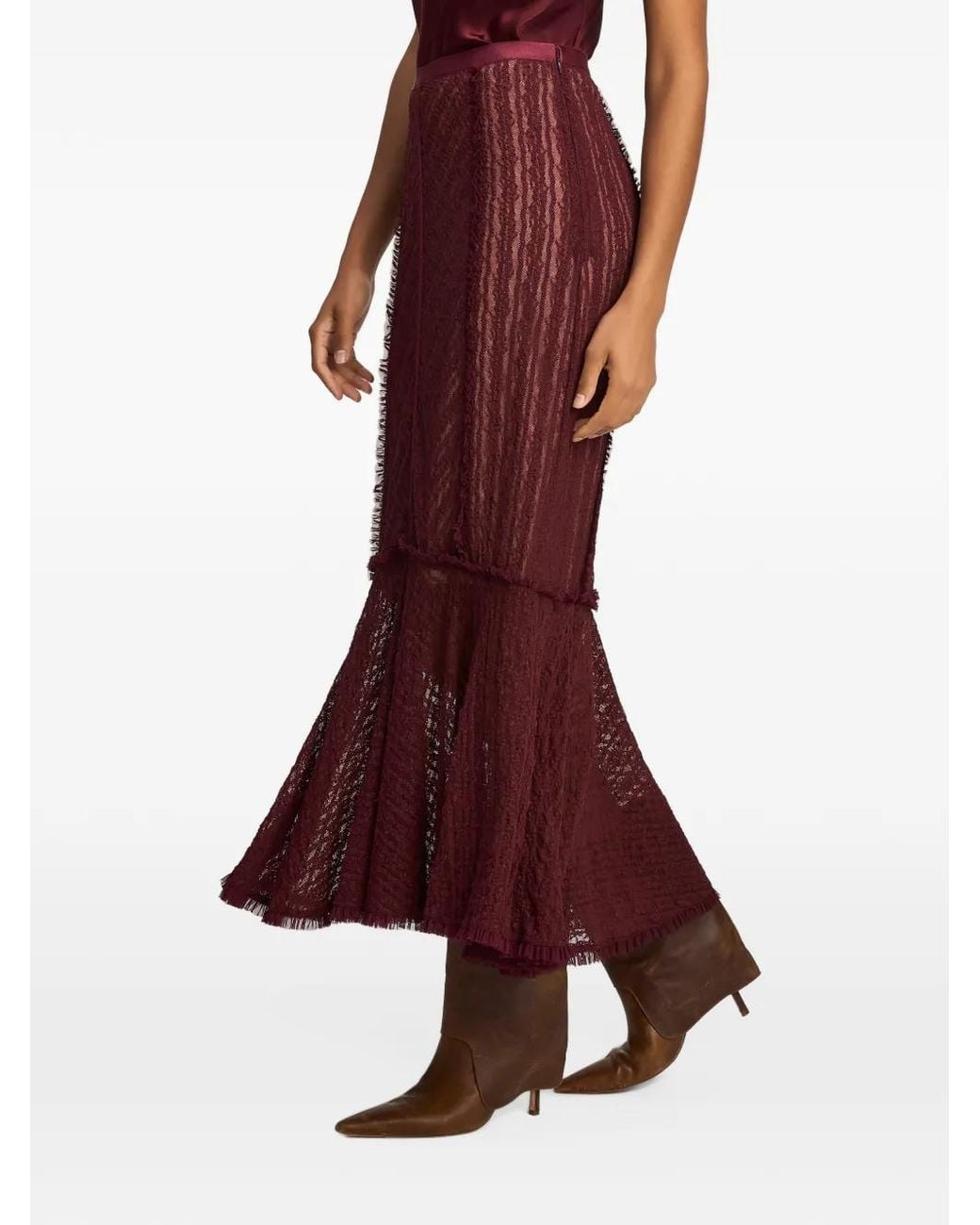 Cinq À Sept Purple Sabrina Maceio Lace Midi Skirt