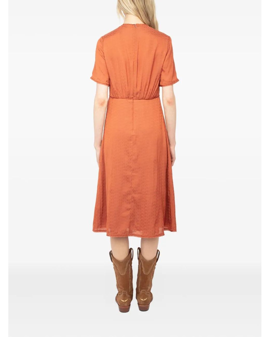 Zadig & Voltaire Orange Robe Rhodral À Coupe Mi-Longue