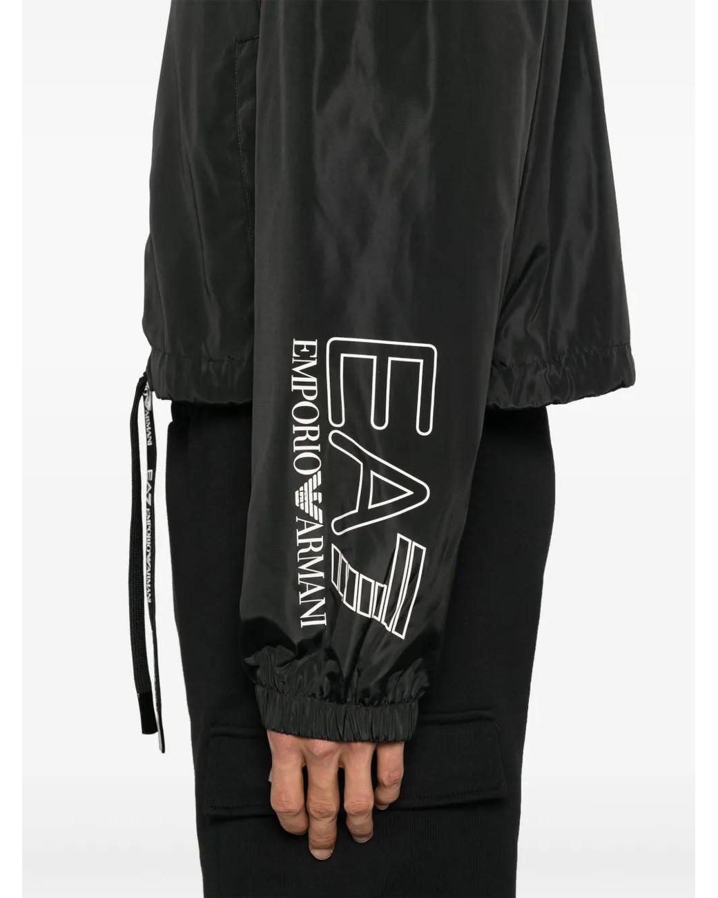 EA7 Black Logo-Print Jacket