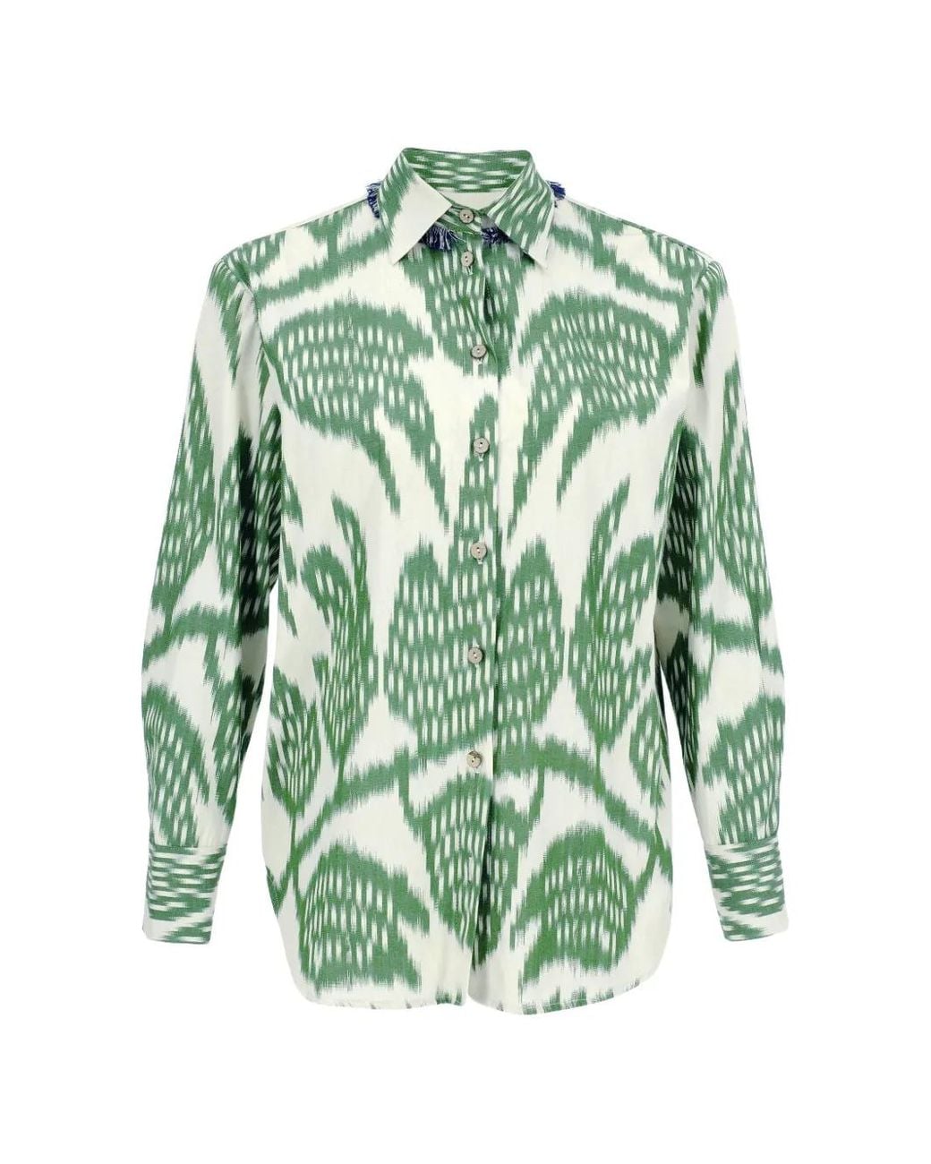 Punicana Green Chemise Imprimée À Col Frangé
