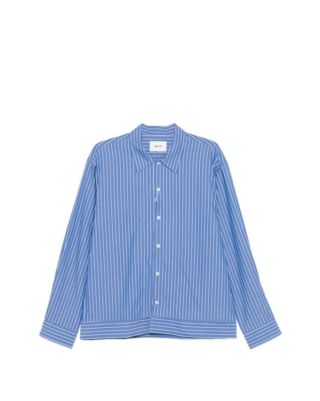 NN07 Blue Reed Striped Button Shirt for men