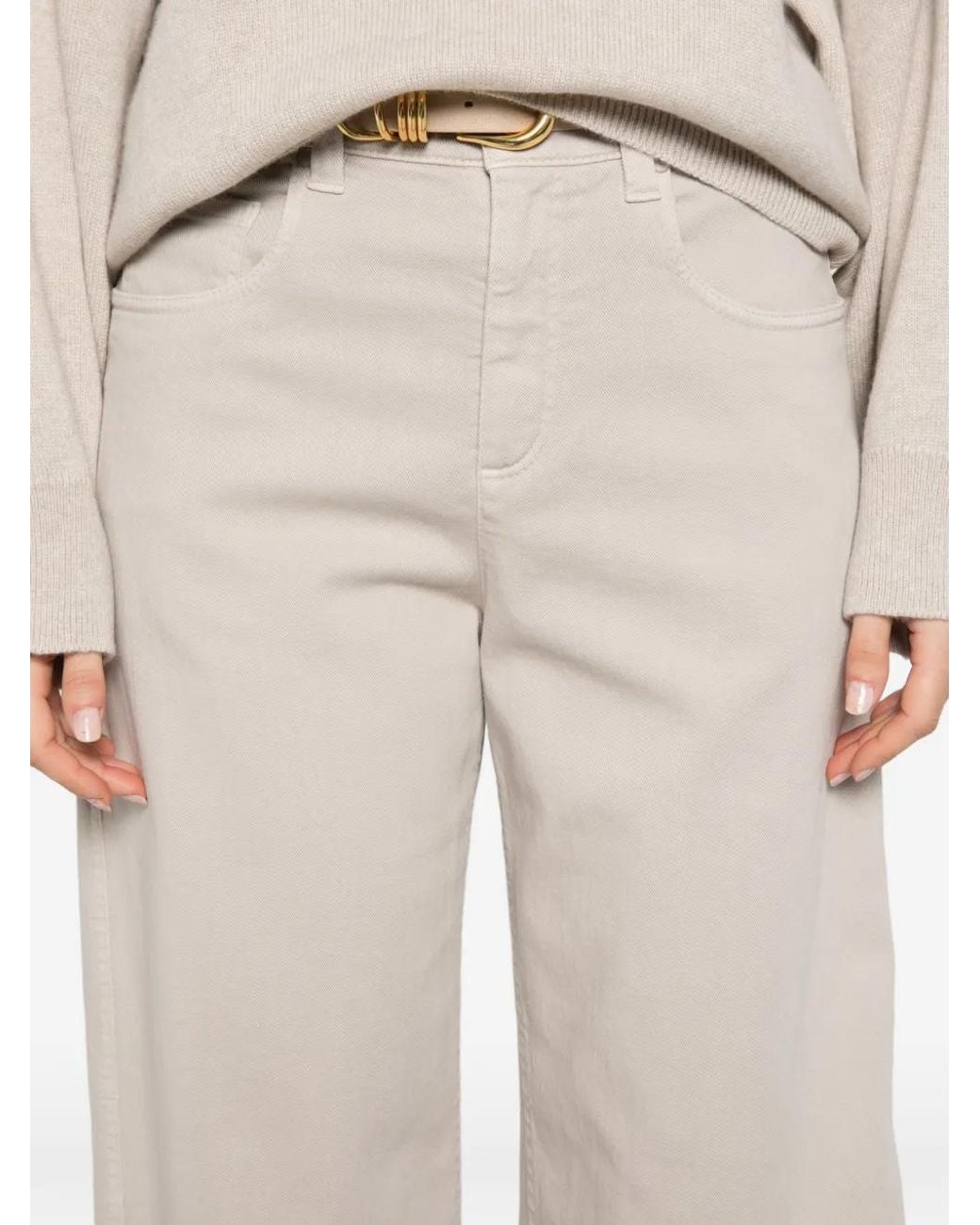 Brunello Cucinelli White Logo-Patch Trousers