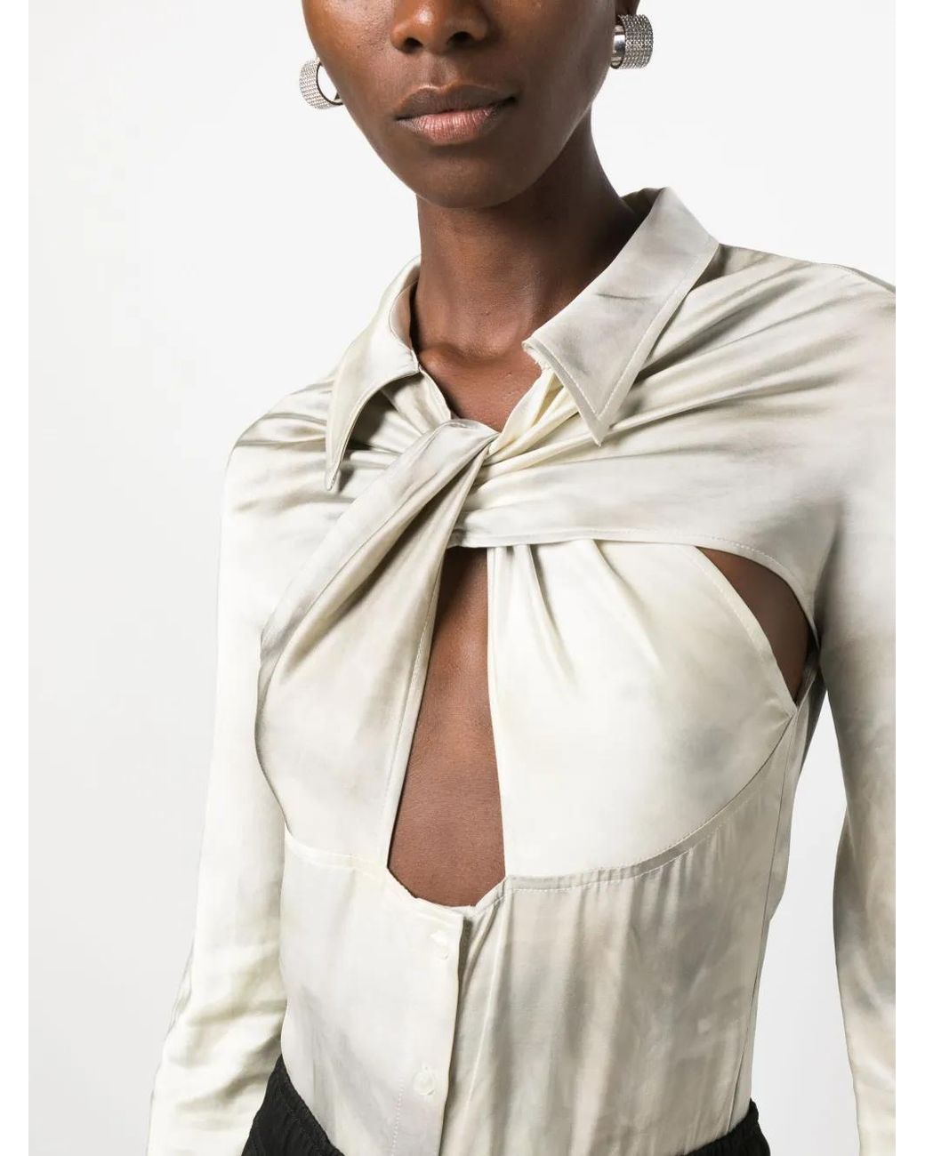 Coperni White Gradient-Effect Twist-Detail Shirt