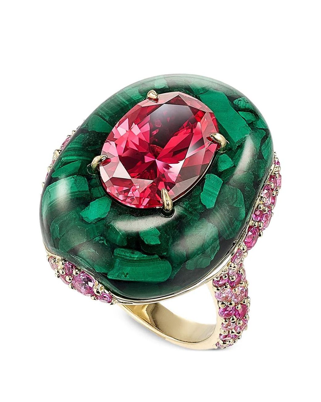 Anabela Chan Green Peacock Ring Mit Malachit