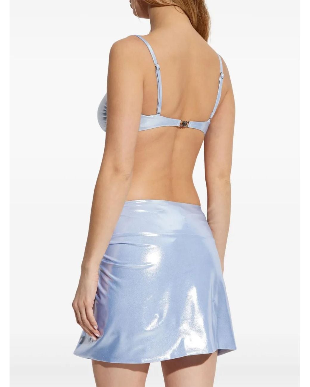 M I S B H V Blue Metallic-Finish Mini Skirt