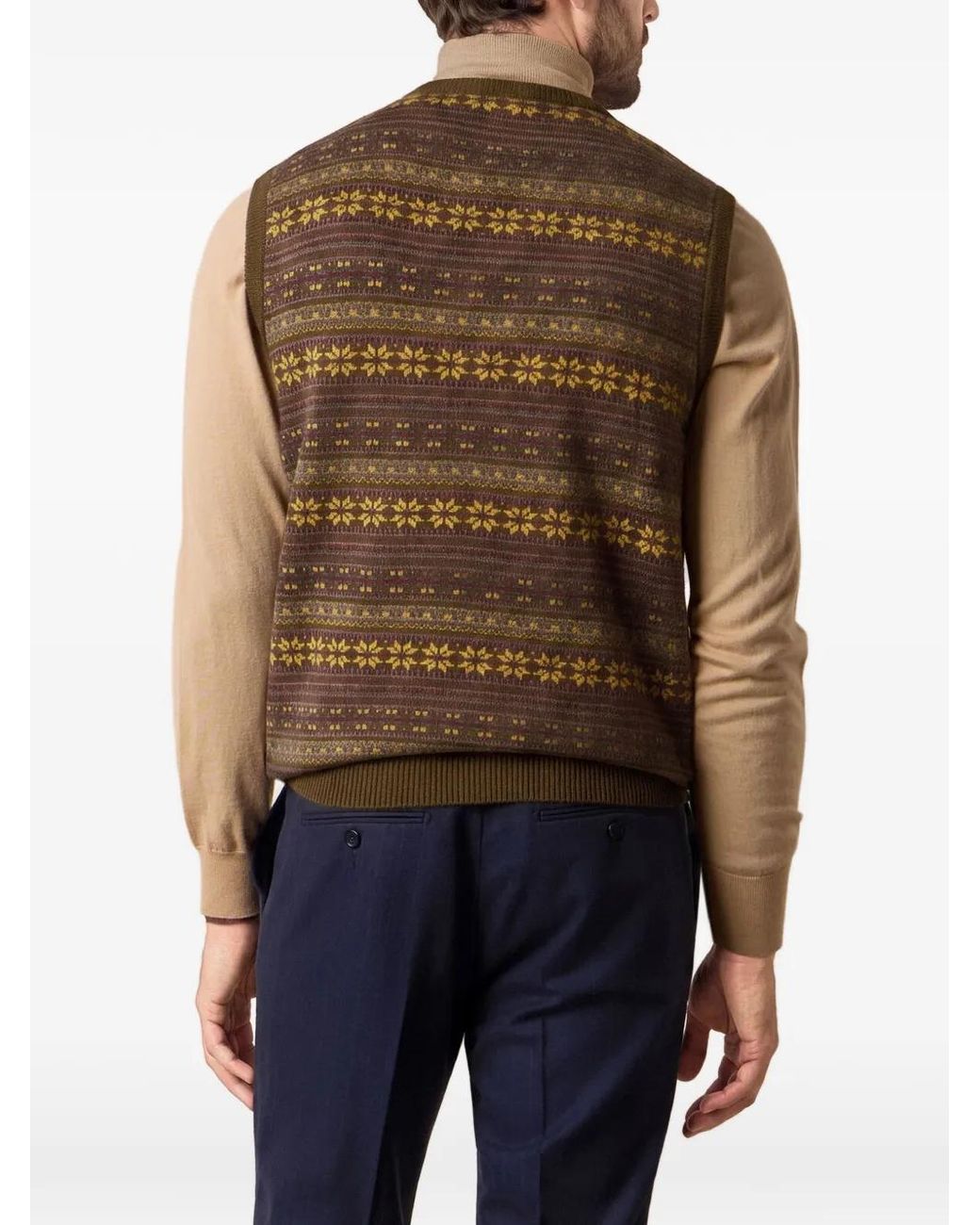 Brooks Brothers Brown Fair Isle Wool Vest for men