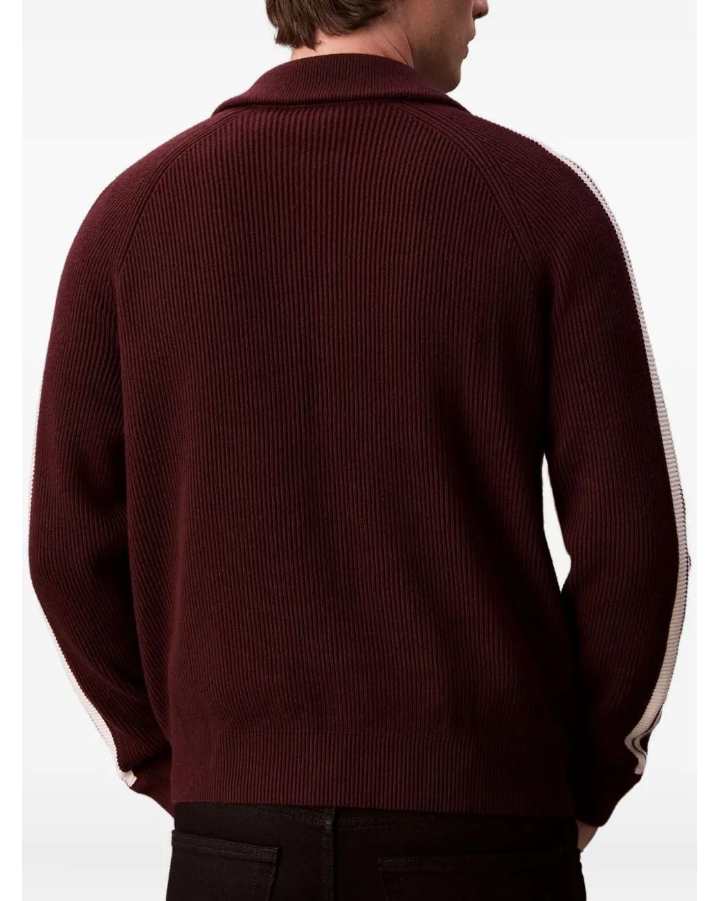 Calvin Klein Purple Zipped Striped Cardigan for men