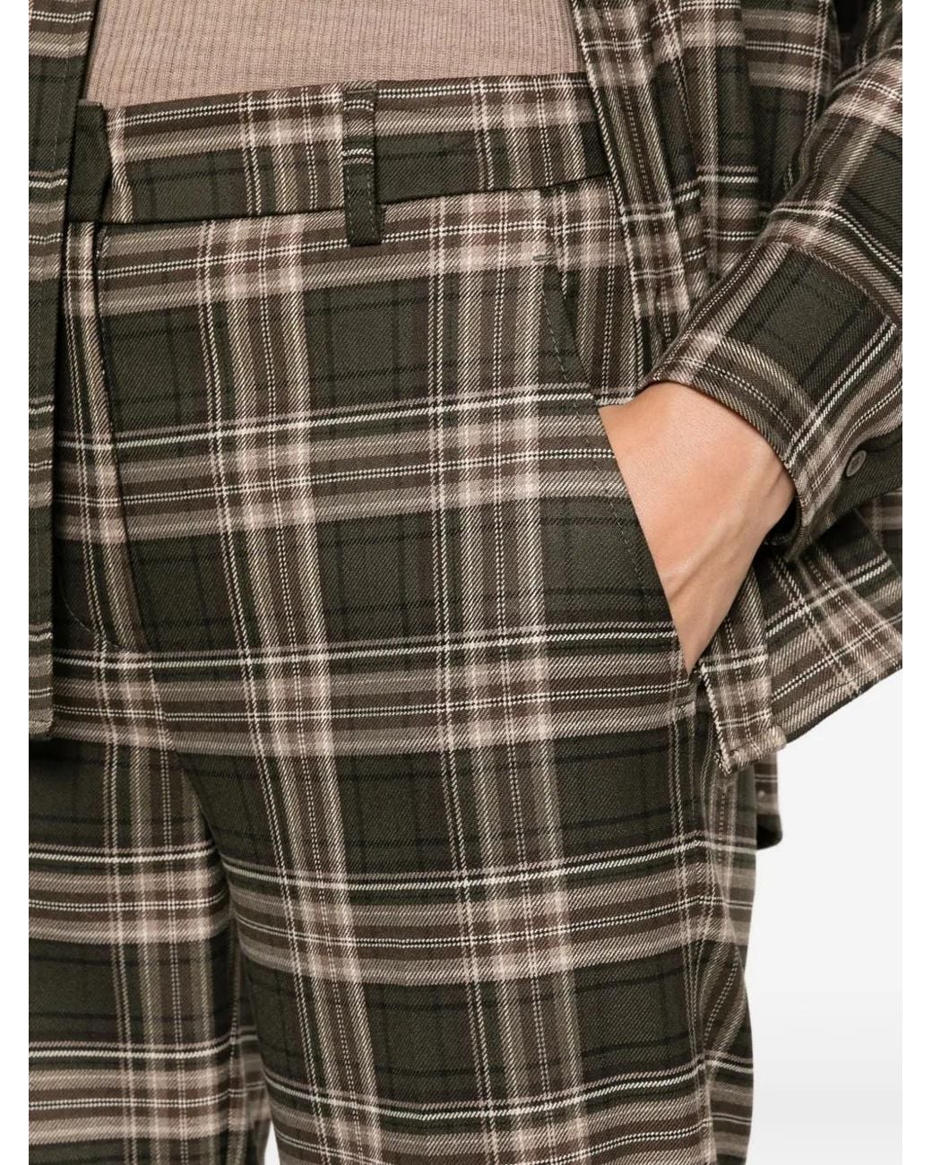 NINA 14.7 Gray Check-Print Trousers