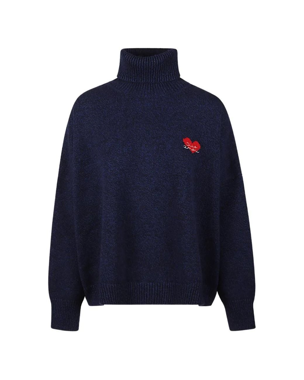 Giada Benincasa Blue Heartbeat Roll-Neck Sweater