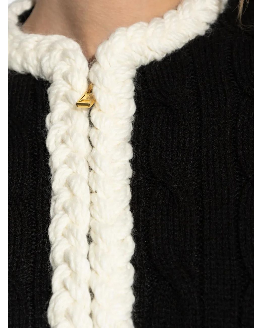 Moschino Black Cable-Knit Elbow-Patch Jacket