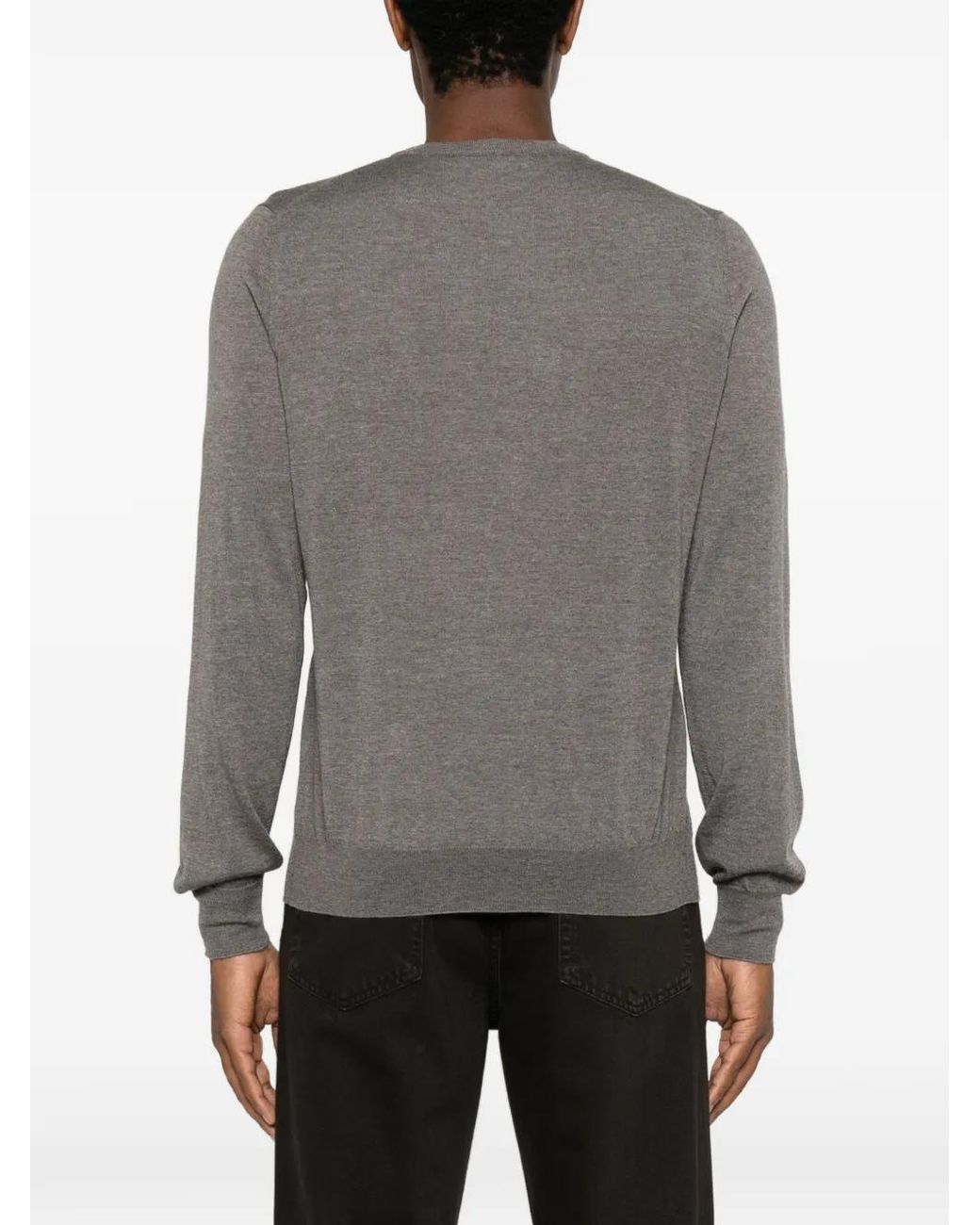 Gran Sasso Gray Crew Neck Long-Sleeve Sweater for men