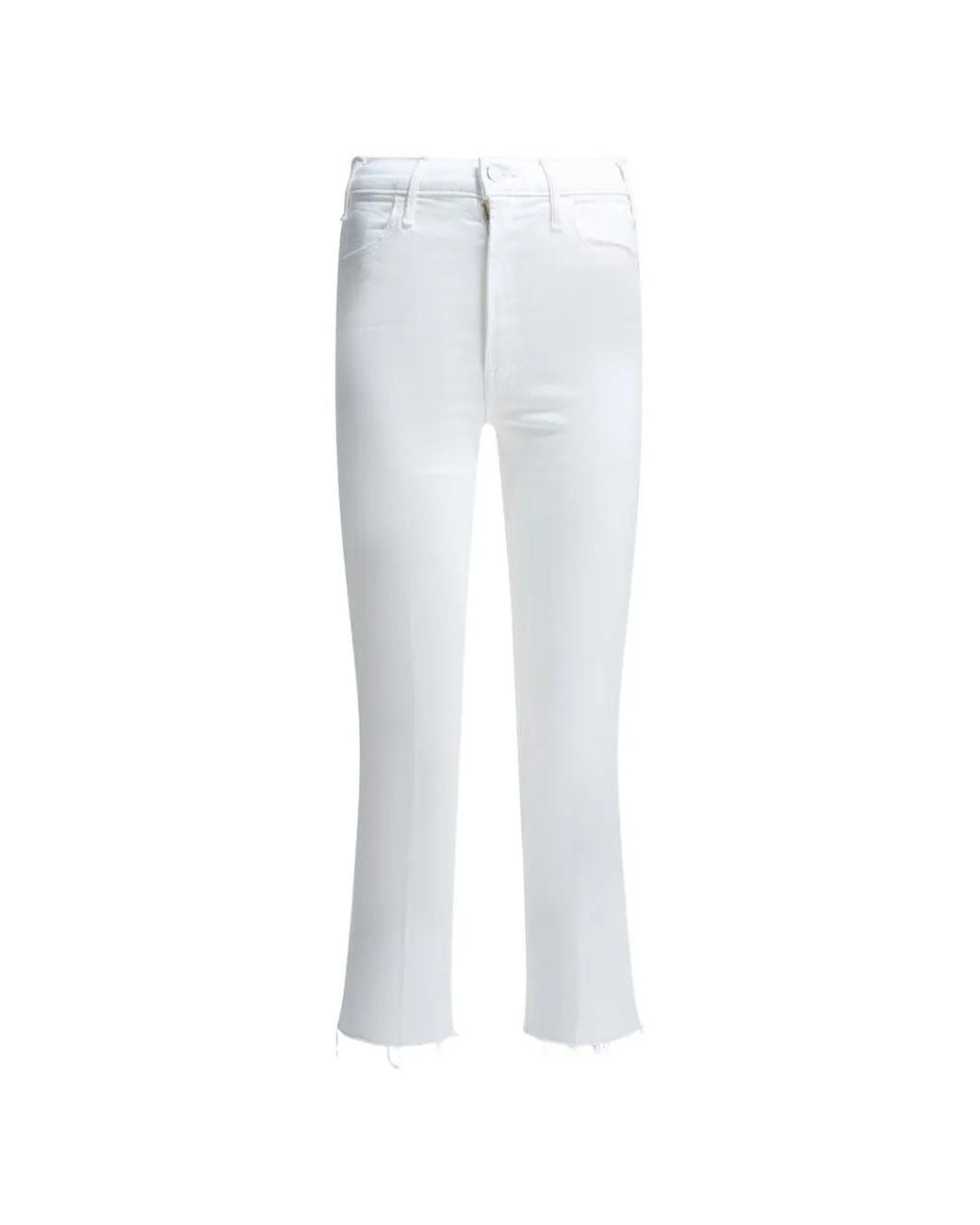 Mother White Hustler Frayed Trousers