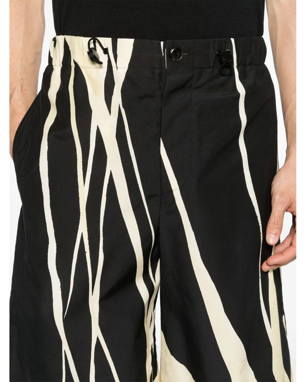Nanushka Black Drawstring Cotton-Belnd Bermuda Shorts for men
