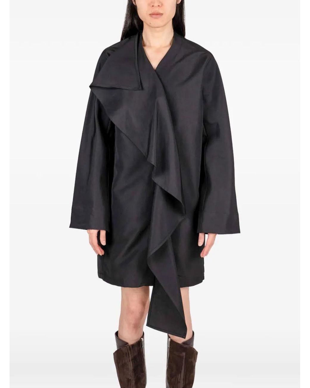 Niccolò Pasqualetti Black Draped Asymmetric Oversized Mini Dress