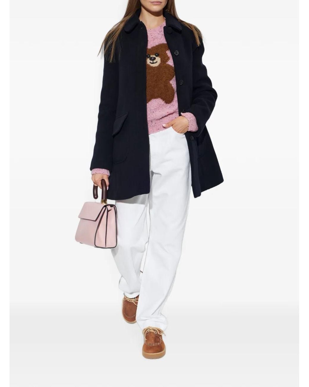 Moschino Blue Manteau À Col Pointu